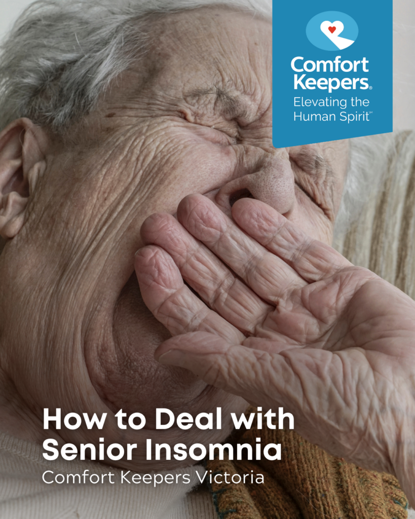 Senior yawning with hand over mouth | How to Deal with Senior Insomnia | Comfort Keepers Victoria | BLOG POST