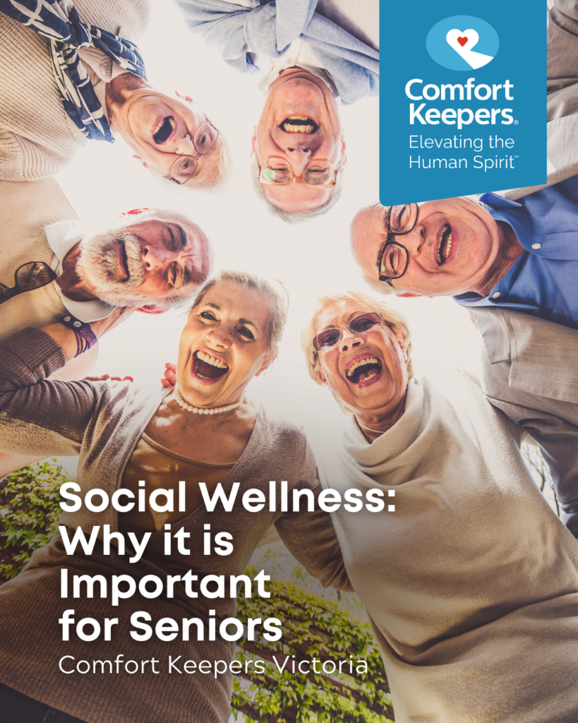 Circle of seniors taking a selfie | Social Wellness: Why it is Important for Seniors | Comfort Keepers Victoria | BLOG POSR