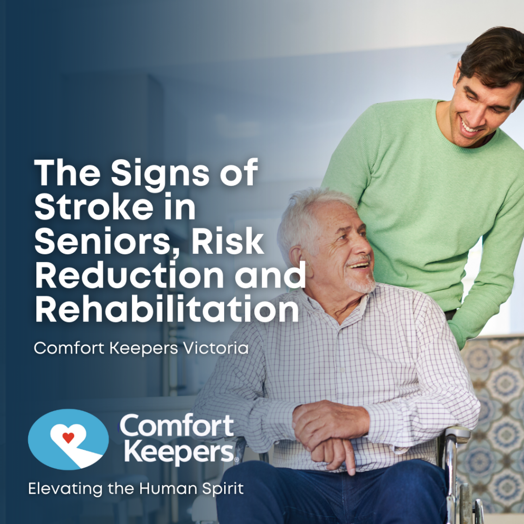 Seated senior with caregiver | Seniors and Strokes | BLOG POST | Comfort Keepers Victoria