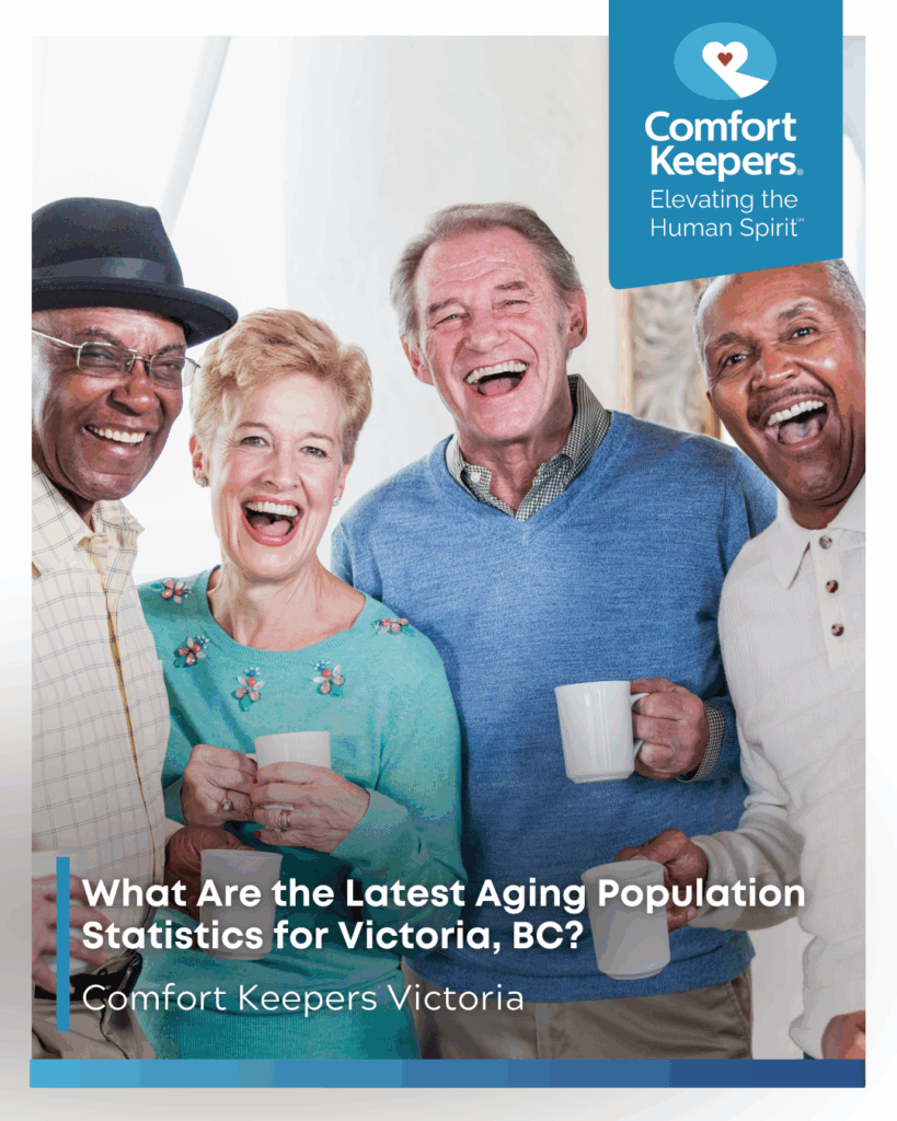 a group of senior enjoying coffee and laughs | What Are The Latest Aging Population Statistics for Victoria, BC? | Comfort Keepers Victoria | BLOG POST
