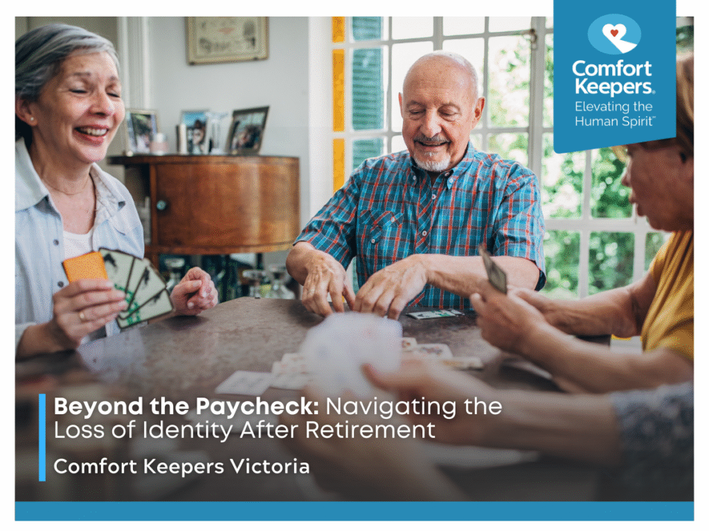 A group of seniors playing cards around a table | Coping with Loss of Identity After Retirement | Comfort Keepers Victoria