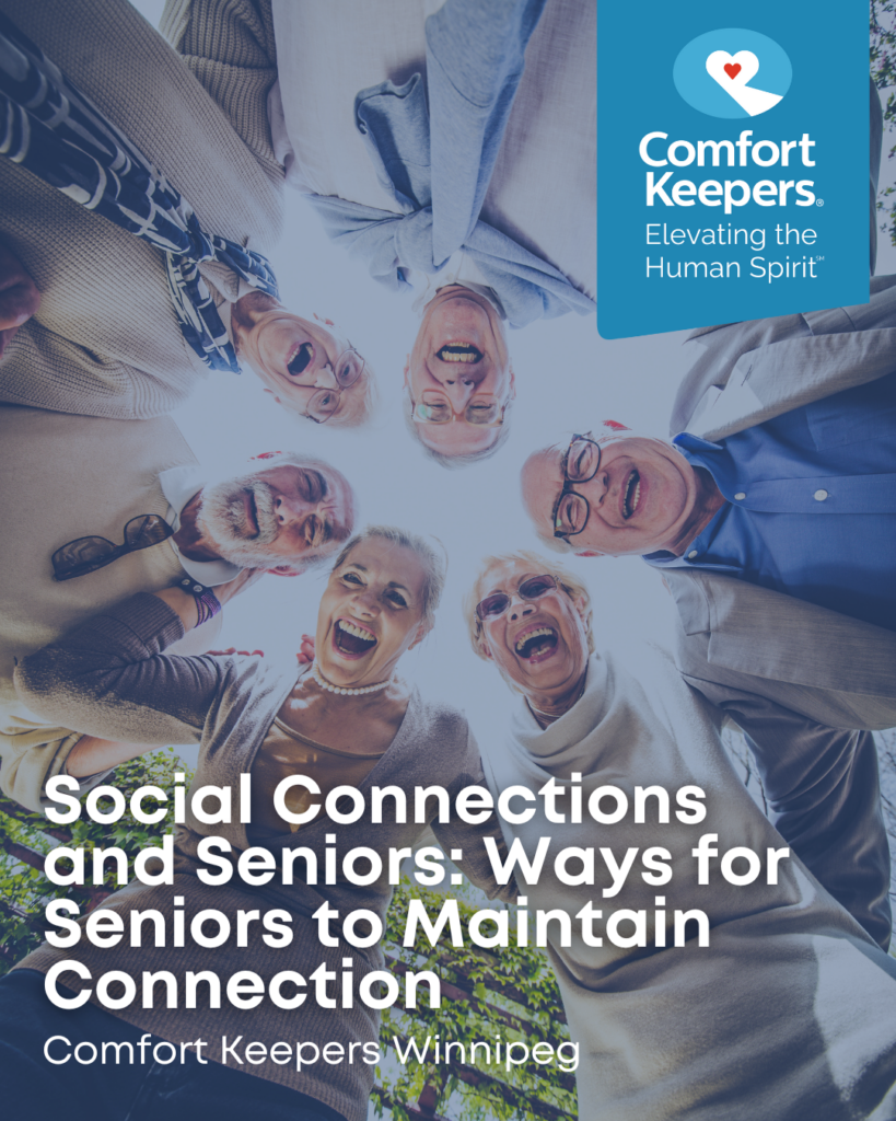 Group of seniors taking a selfie | Social Connections and Seniors: Ways for Seniors to Maintain Connection | Comfort Keepers Winnipeg | BLOG POST