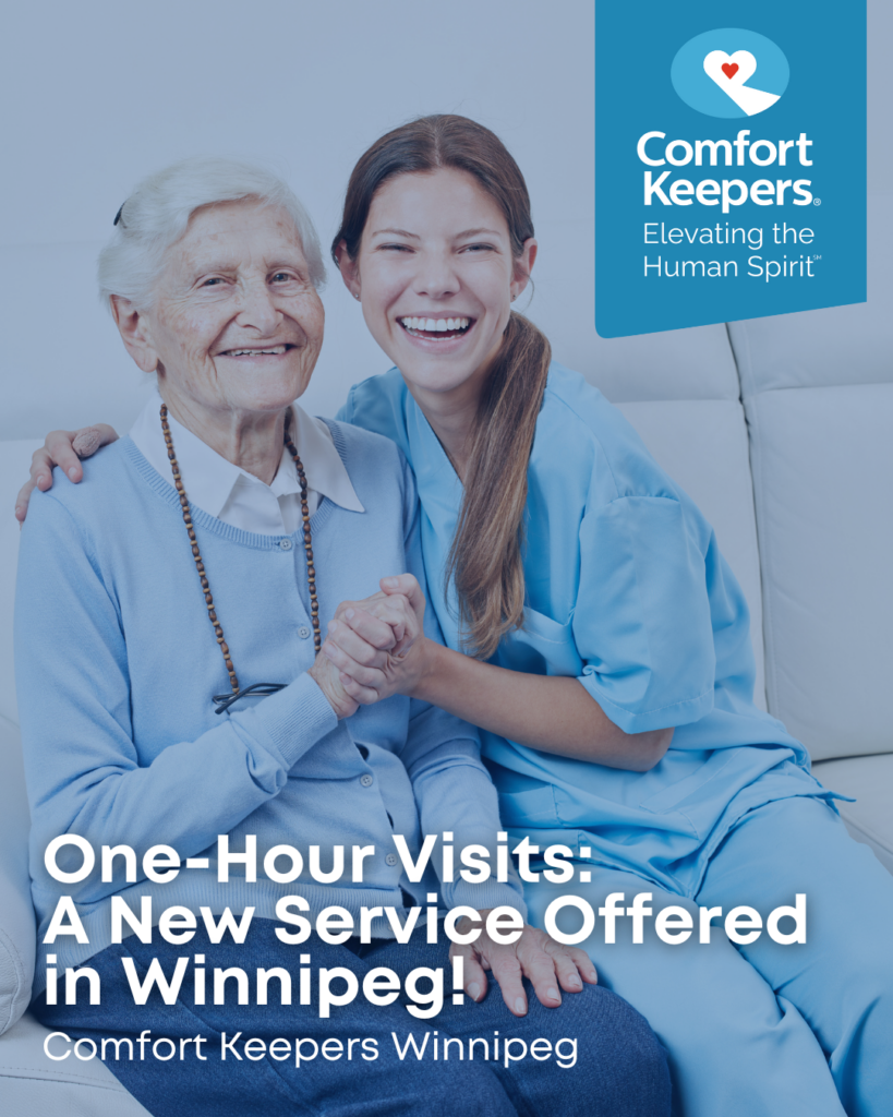 Senior with Caregiver | One-Hour Visits: A New Service Offered in Winnipeg | Comfort Keepers Winnipeg | BLOG POST