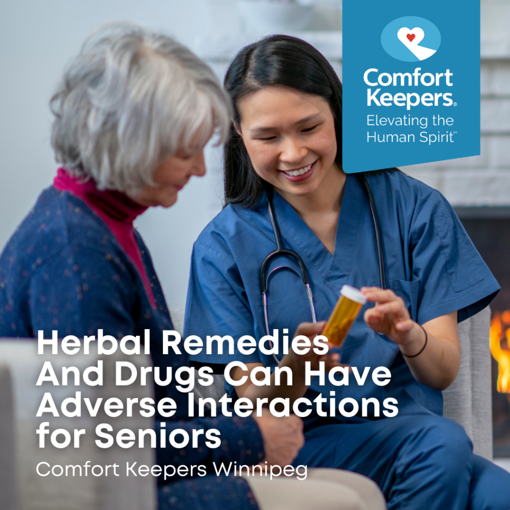 Senior with Caregiver | Herbal Remedies and Drugs Can Have Adverse Interactions for Seniors - Comfort Keepers Winnipeg - BLOG POST