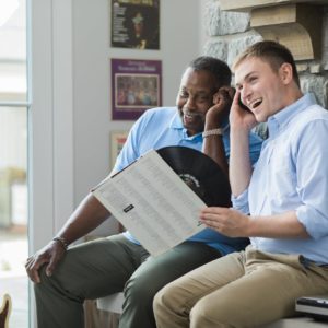 Comfort Keeper listens to records with client